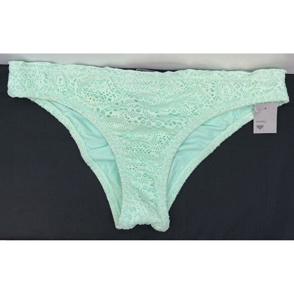 Mossimo Womens Mint Green Lace Cheeky Swim Bottoms Size L - Picture 2 of 7